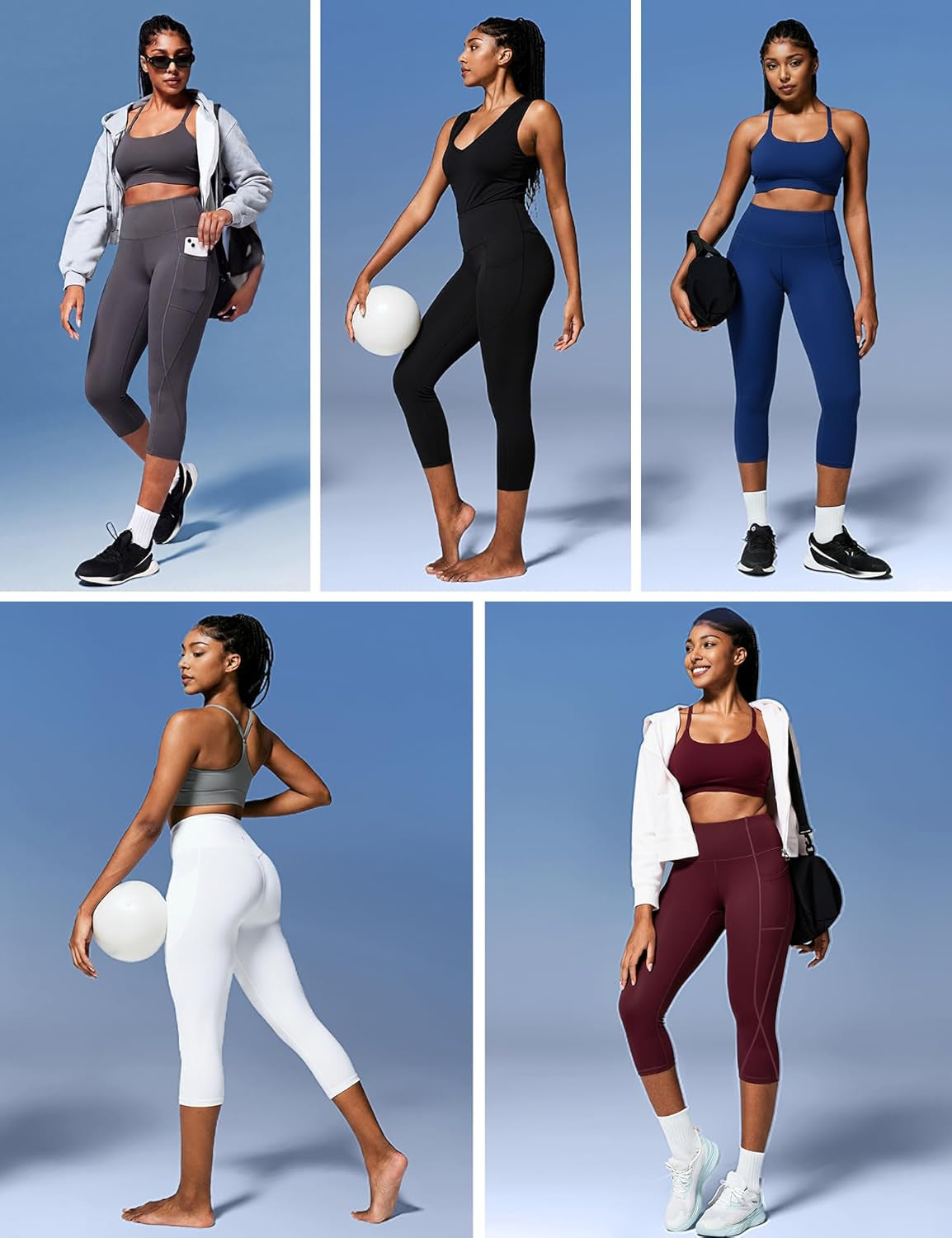 High-Waisted Capri Leggings for Women with Pockets and Tummy Control - Ideal for Yoga and Activewear