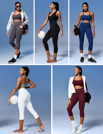High-Waisted Capri Leggings for Women with Pockets and Tummy Control - Ideal for Yoga and Activewear