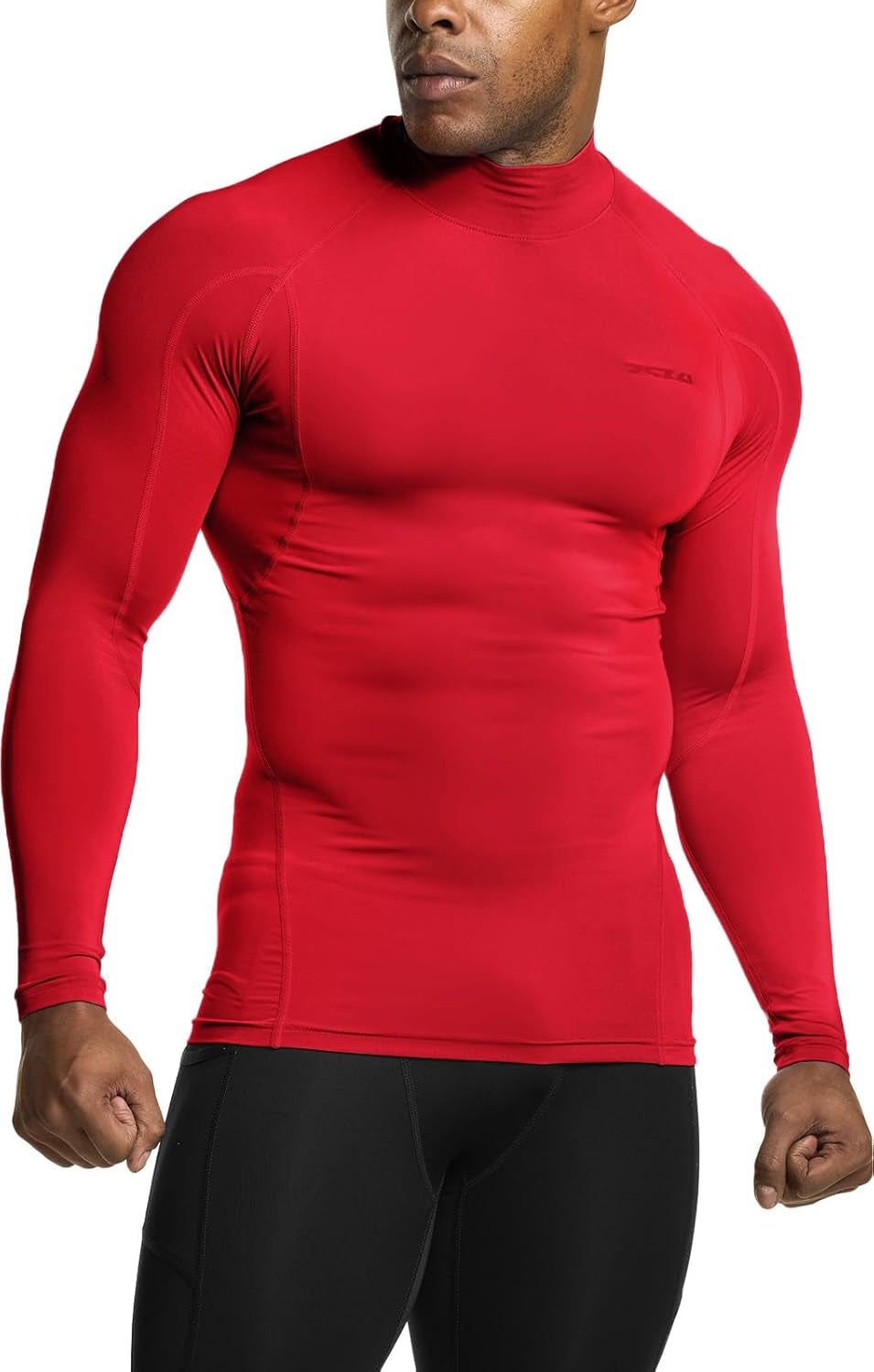 Men's UPF 50+ Mock Long Sleeve Compression Athletic Shirt for Water Sports