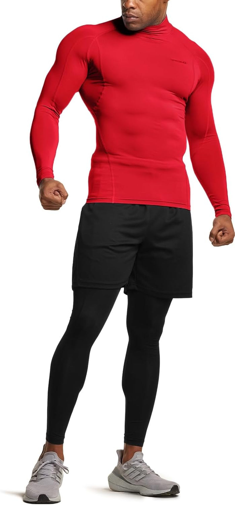 Men's UPF 50+ Mock Long Sleeve Compression Athletic Shirt for Water Sports