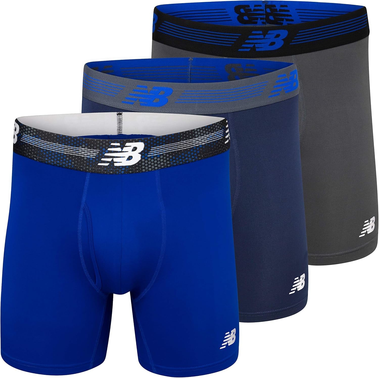 Men's Performance Boxer Briefs with Fly - Breathable Stretch Underwear, Moisture-Wicking, Soft Waistband (Pack of 3)