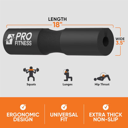 Barbell Pad for Hip Thrusts, Squats, and Lunges - Cushioned Bar Pad for Olympic and Standard Bars