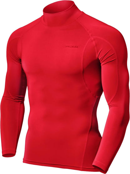 Men's UPF 50+ Mock Long Sleeve Compression Athletic Shirt for Water Sports