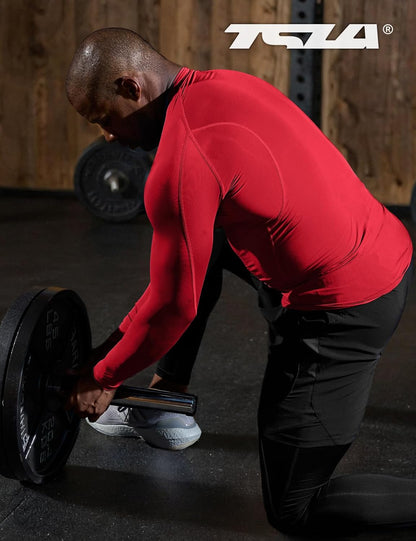 Men's UPF 50+ Mock Long Sleeve Compression Athletic Shirt for Water Sports